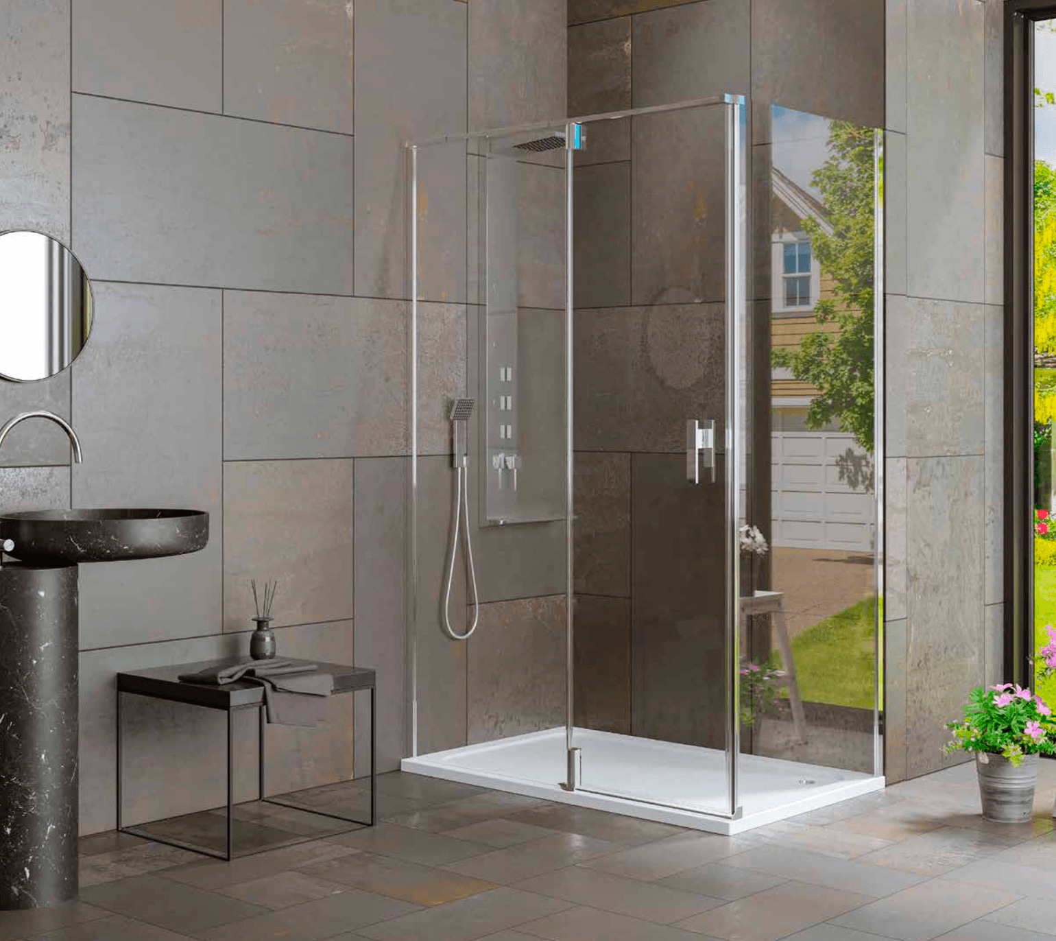 SPESSO 1 Sabit 1 Açılır 1 Yan Panel Dikdörtgen Ön Cephe Girişli