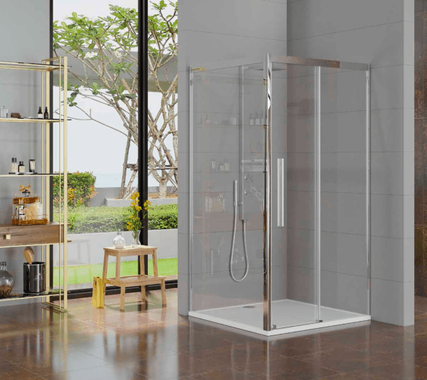 PUKKA SLIM V1 1 Sabit 1 Kayar 1 Yan Panel Köşe Profilli Kare Ön Cephe Girişli