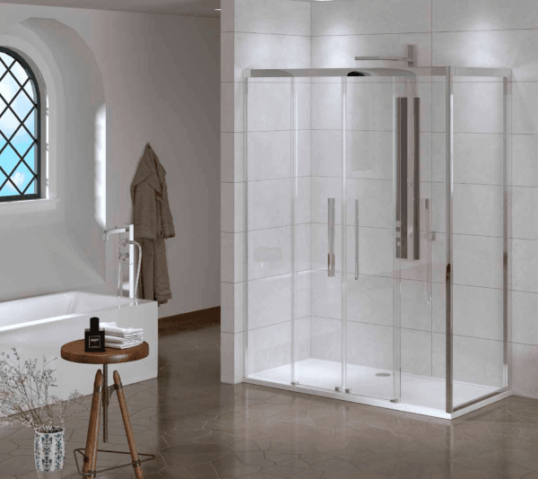 PUKKA SLIM V1 2 Sabit 2 Kayar 1 Yan Panel Köşe Profilli Dikdörtgen Ön Cephe Girişli